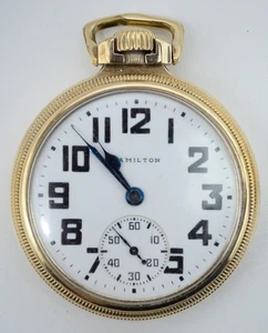 1947 Post War Hamilton 992B 16s 21j Pocket Watch Runs Well Keystone 10K GF Case - Picture 1 of 22