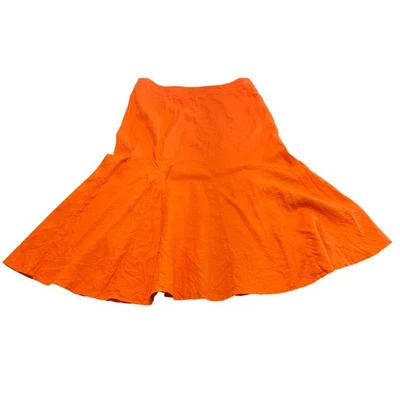 JM Collection 100% Linen Burnt Orange Flared Midi Skirt Size 16 earthy cottage - Image 1 of 4