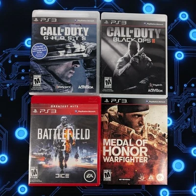 Lot of PS3 Games Call of Duty Ghosts Black Ops II, Battlefield 3, Warfighter  - Image 1 of 4