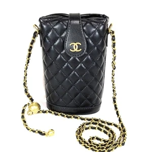 CHANEL Smartphone Shoulder Chain Shoulder Leather Gift Item Pouch Black Japan - Picture 1 of 8