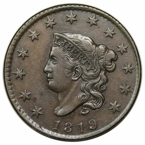 1819 Coronet Head Large Cent, Small Date, N-9 - Picture 1 of 3