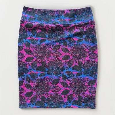 LuLaRoe Cassie Skirt 2XL Blue/purple/pink Floral Knee Length Pull On Pencil - Image 1 of 4