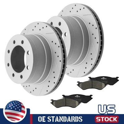 Pastillas de freno de cerámica con rotores de disco perforados traseros de 353 mm para Dodge Ram 2500 3500 1500 Foto 1 de 4