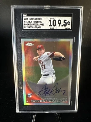 Topps Chrome 2010 - Stephen Strasburg #212 novato refractor automático/499 SGC 9,5 Foto 1 de 2