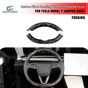 2pcs Forged Carbon Fiber Steering Wheel Trim For Tesla Model Y Juniper 2025+ - Bild 1 von 9