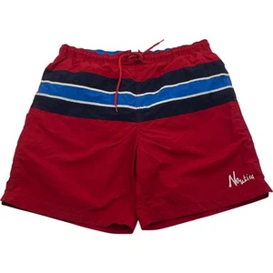 NAUTICA Swim Shorts Red Blue Striped Drawstring Mens Large L - Picture 1 of 6