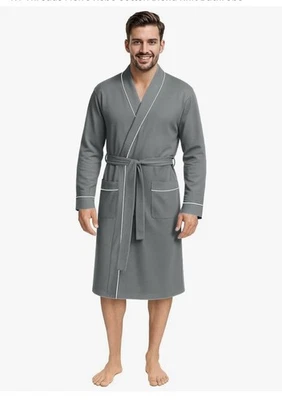 Bata tejida para hombre NY Threads mezcla de algodón XXL RIBETE NEGRO Foto 1 de 4