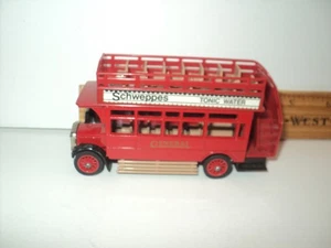 Matchbox Models of Yesteryear Schweppes Tonic Water Bus 1922 Red England 1982 - Picture 1 of 6