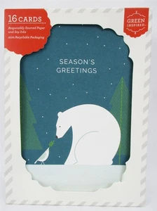 16 tarjetas de felicitación navideñas oso polar y pájaro inspirado en el verde de Navidad - Imagen 1 de 2