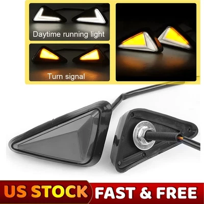 Luz intermitente indicadora de señales de giro LED DRL de montaje empotrado ámbar blanco para motocicleta Foto 1 de 4