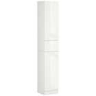 kleankin High Gloss Tall Bathroom Cabinet with Adjustable Shelves White