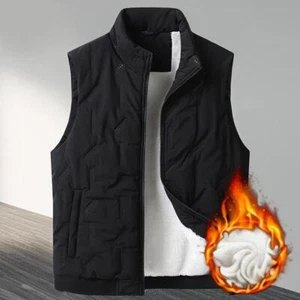 Men's Fleeced Vest Casual Stand Collar Thermal Vest Warm Padded Jacket Waistcoat - Picture 1 of 23
