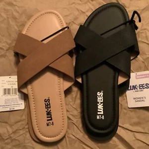 LUK-EES Damen-Sandalen ─ Größe Medium 7–8 ─ schwarz oder hellbraun ─ NEU mit Etikett - Bild 1 von 5