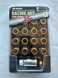 Work Wheels RS-R Gold 12x1.25 lightweight open end extended lug nuts pack of 20 - Picture 1 of 8