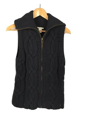 NWT White + Warren Knit Black Zippered Vest Size M - Image 1 of 4