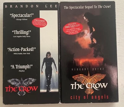 THE CROW 2 VHS movie lot Crow 1994, City of Angels 1996 Brandon Lee Horror Foto 1 de 4