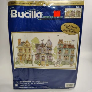 Bucilla The Neighborhood 42552 Counted Cross Stitch Kit Victorian Houses - Picture 1 of 9