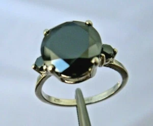 4.20ctw REAL BLACK DIAMOND RING*3 DIA'S*FREE DIAMOND TESTER,CERTIFICATE,SIZE 10  - Picture 1 of 11