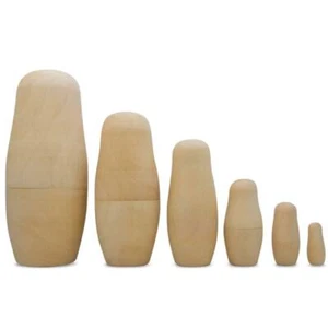 Set 6 Bambole Nidificazione Legno Non Finite Fai da Te Artigianato Vuoto... Pittura 6,5 Pollici - Foto 1 di 3