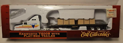 Kenworth T600B fundido a presión coleccionable HO ERTL CON REMOLQUE DE PLATAFORMA PLANA 4265 1/87 Foto 1 de 4