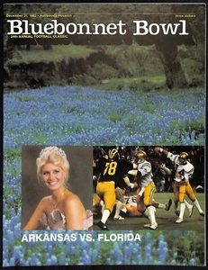 Programa de tazón bluebonnet 1982 Arkansas v Florida Gators 12/31 Astrodome 66393 - Imagen 1 de 1
