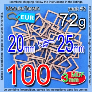 100x Adapter 20mm To 25mm Square Base 3mm MDF Warhammer 40K AOS The Old World - Bild 1 von 9
