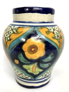 Vintage  Mexico Vase Hand Painted-6.5" Tall Signed E.Ortiz  Pottery - Picture 1 of 10