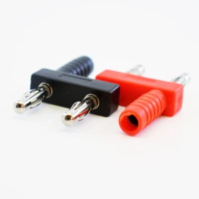 2pairs Dual 4mm Banana Male To Single Banana Female Space 14mm Audio Adapter R+B - Image 1 of 4