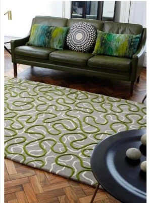 Moderner Grau Grün Handgetufteter Wolle Indischer Designer Handgeknüpfter Tep... - Bild 1 von 2