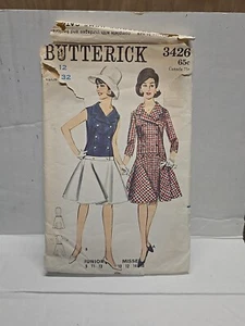 Butterick Schnittmuster #+3426 Misses Einteiler Kleid Größe 12 -komplett geschnitten- - Bild 1 von 4