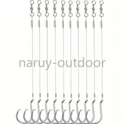20PCS Circle Hooks Rigs Saltwater Steel Leader Wire Bass Catfish Fishing Lure - Image 1 of 4