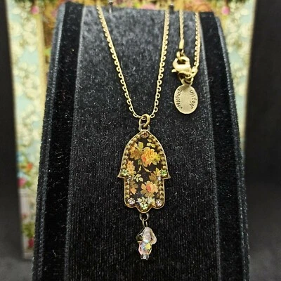 Collar Michal Negrin Hamsa Rosas Negras Retro Gótico Mano de Fátima De Colección Regalo Foto 1 de 4