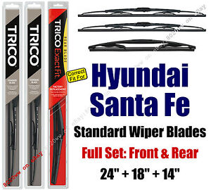 Wiper Blades 3pk Front Rear fit 2007-2012 Hyundai Santa Fe Santafe 30240/180/14A