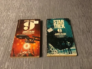 VINTAGE LOT of 2 STAR TREK BOOKS 6 and 9 James Blish Science Fiction Paperbacks - Foto 1 di 5