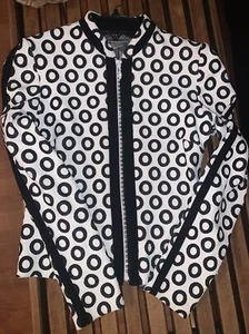 Joseph Ribkoff Black & White Zip Up Embellished Stones Shirt Jacket Size 4 - Picture 1 of 12