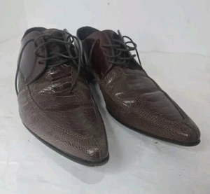 Dolce&Gabbana Brown Derby Ostrich skin Pointed Toes Shoes Size 9 EUC - Picture 1 of 17