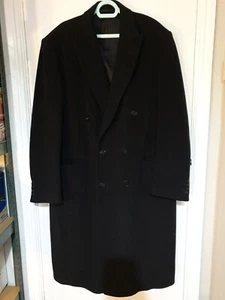 HORNE BROTHERS mens navy blue long wool coat Lovely warm quality Size M cashmer - Picture 1 of 8