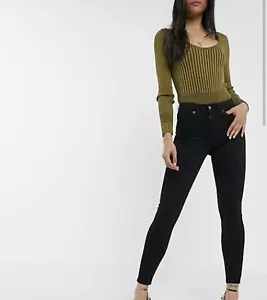 TOPSHOP Jamie Jeans Size W32 L34 Women's Skinny High Waist Black Denim Stretch - Picture 1 of 4