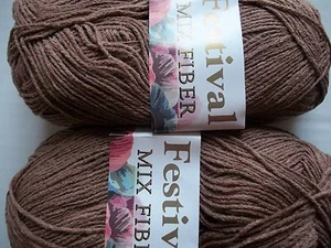 Festival Mix Fiber sport weight yarn, cocoa brown, lot of 2 (small skeins) - Picture 1 of 2