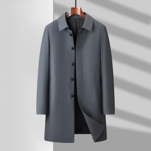 Men's Trench Coat Spring Business Casual Mid-Length Lapel Jacket Overcoats New - Picture 1 of 21
