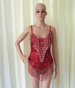 Da NeeNa R28 Party Latin Dance Costume Drag Showgirl Leotard M - L - Picture 1 of 6