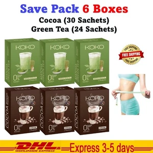3x KOKO Cocoa +3x Matcha Green Tea Instant Mix Prebiotic Powder Drink Slimming - Picture 1 of 11