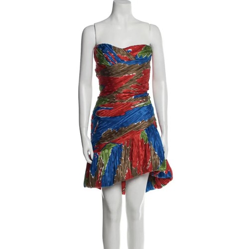 Mini abito da festa in seta Tory Burch dipinto Geo taglia 2 nuovo con etichette $898