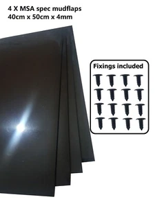 Rally Mudflaps Black Motorsport 50cm x 40cm 4mm MSA spec x4 With Fittings - Picture 1 of 1