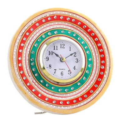 Handcrafted Marble Mandala Art Table Clock (Dia 6) - Image 1 of 2