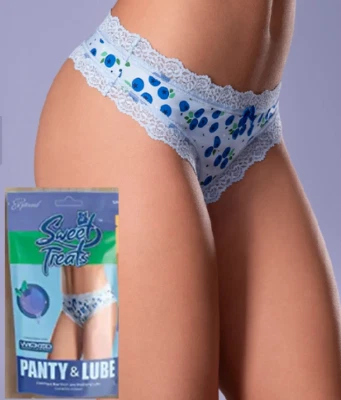 SWEET Treats braguita corta niño sin entrepierna con 2 paquetes LUBRICANTE COMESTIBLE ARÁNDANO Foto 1 de 4