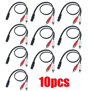 10Pcs 3.5mm 1/8" Stereo Female Plug to 2 RCA Male Jack Aux Audio Y Cable Adapter - Picture 1 of 6