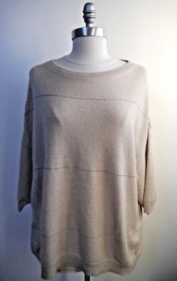 Suéter BRUNELLO CUCINELLI beige cachemir puro detalles Monili dorado M USADO UNA VEZ Foto 1 de 4