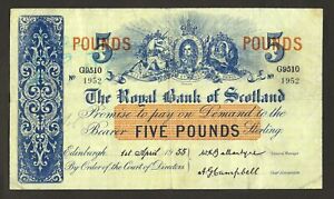 1955 ROYAL BANK of SCOTLAND - £5 – 1st APRIL – S 416 - Ballantyne & Campbell