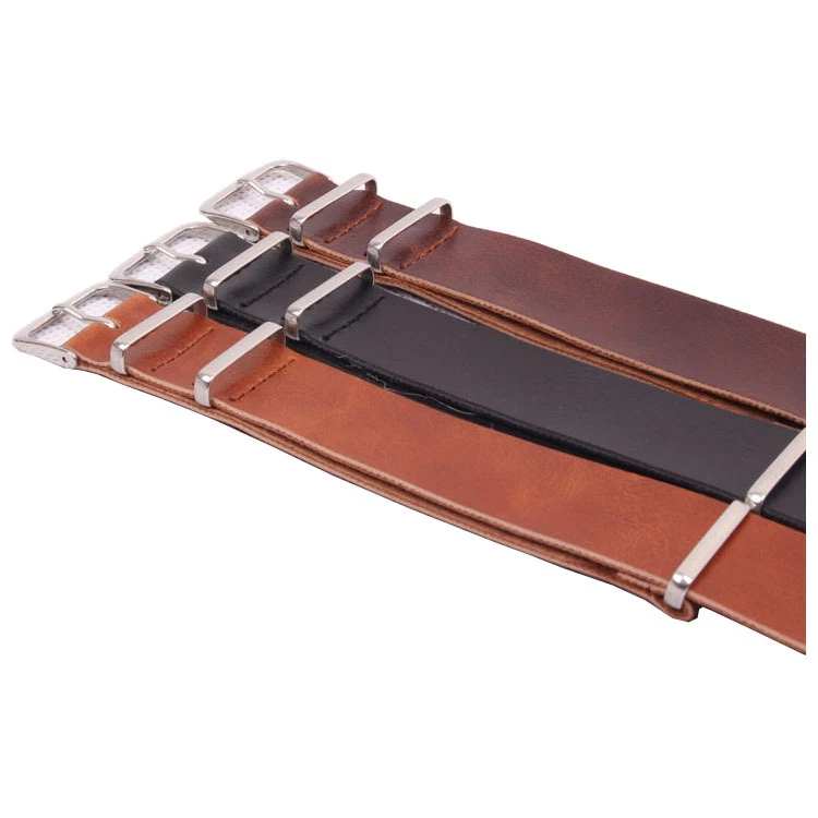 UNBRAND Nato Orologio finta pelle PU 18mm 20mm 22mm 24mm Nero Marrone Cinturino